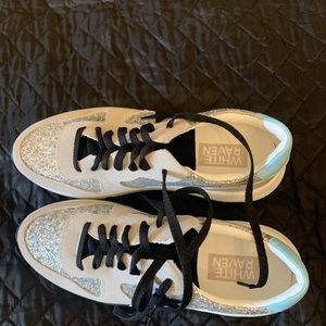 White glitter, star sneakers